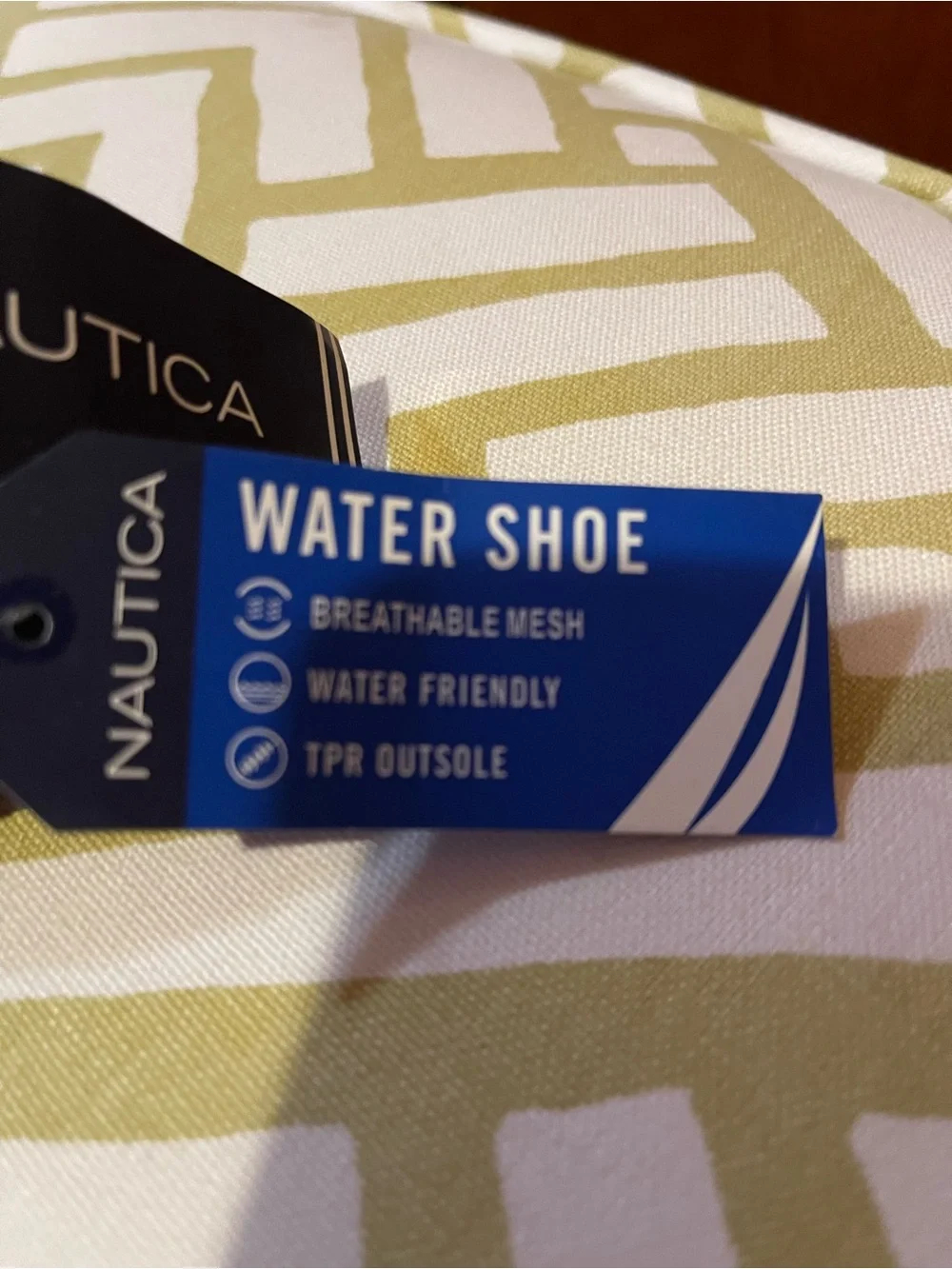 Nautica Black Slip-On Water Shoes with Blue Interior and Logo Strap